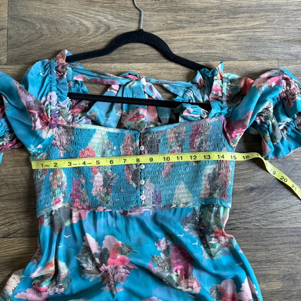 Anthropologie puff sleeve smocked midi dress size Small - Picture 10 of 11